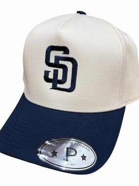 Cream and Navy Baseball Cap with SD Logo San Diego Padres hat sd hat